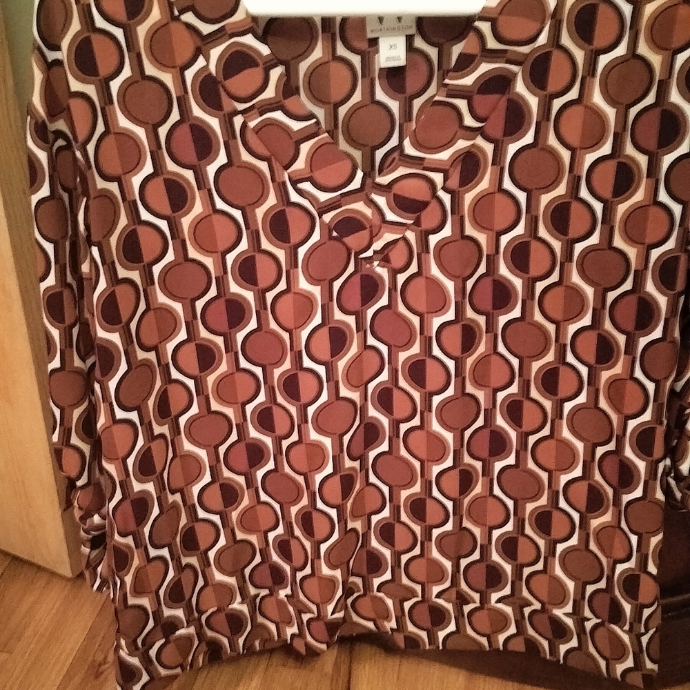 Worthington Geometric Brown and Cream Top